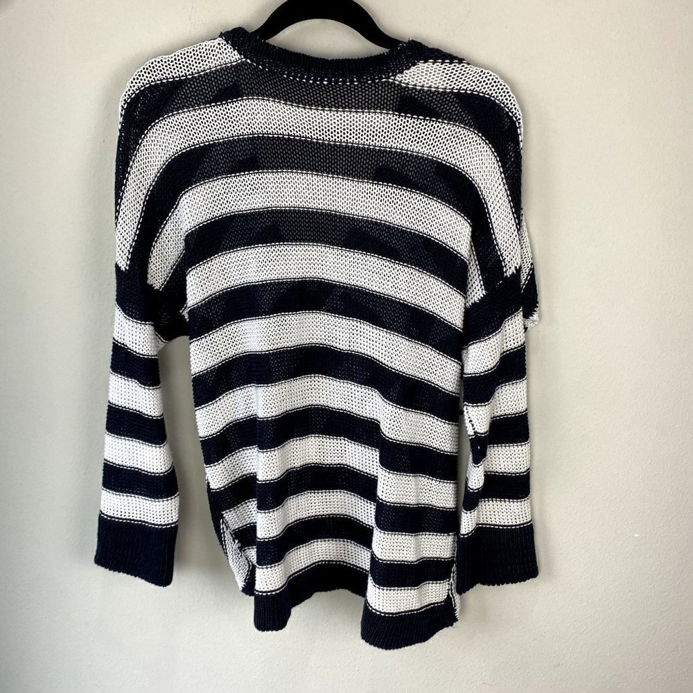 Derek Lam 10 Crosby Cross Back Linen Striped Sweater S